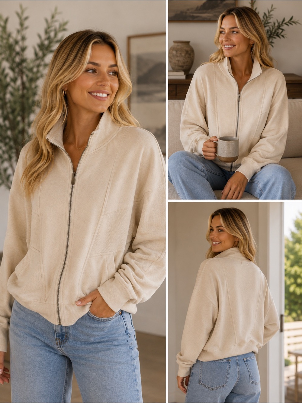 Lovestitch Beige Zip Hoodie